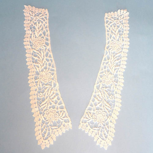 6 pairs of white lace guipure type collars 30cm x 6cm each side clearance