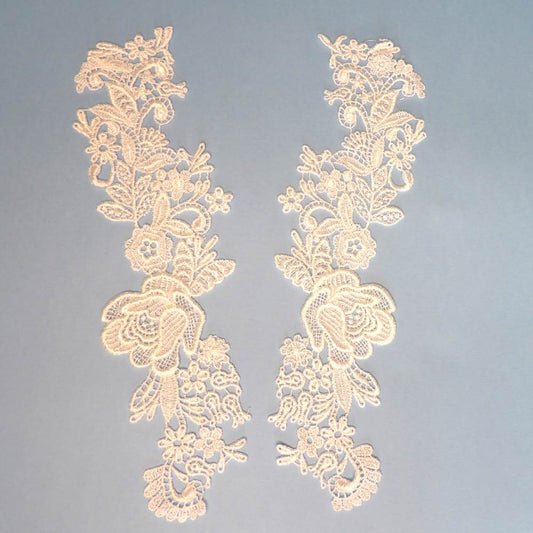 6 pairs of light ivory lace collars guipure type 26cm x 7cm each side clearance