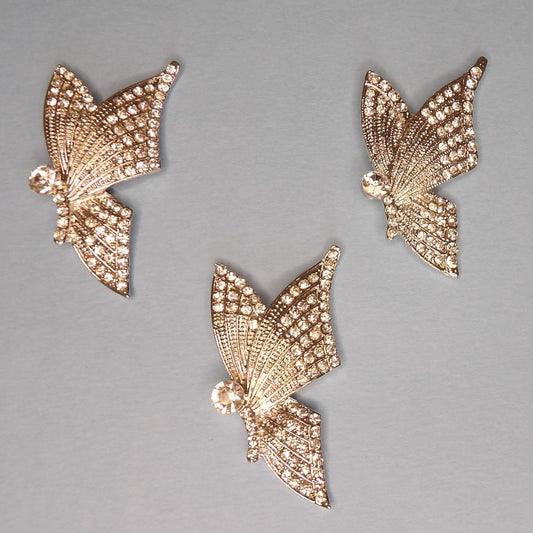 5 sliver colour metal butterfly shape flat backs with diamantes size 50mm x 25mm clearance