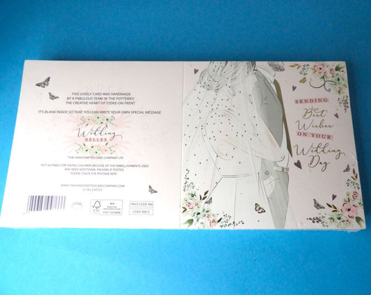 50 Wedding Cards  ' Sending Best wishes On Your Wedding Day ' Beautiful Design Size 15cm / 6inch square  NO ENVOLOPES clearance
