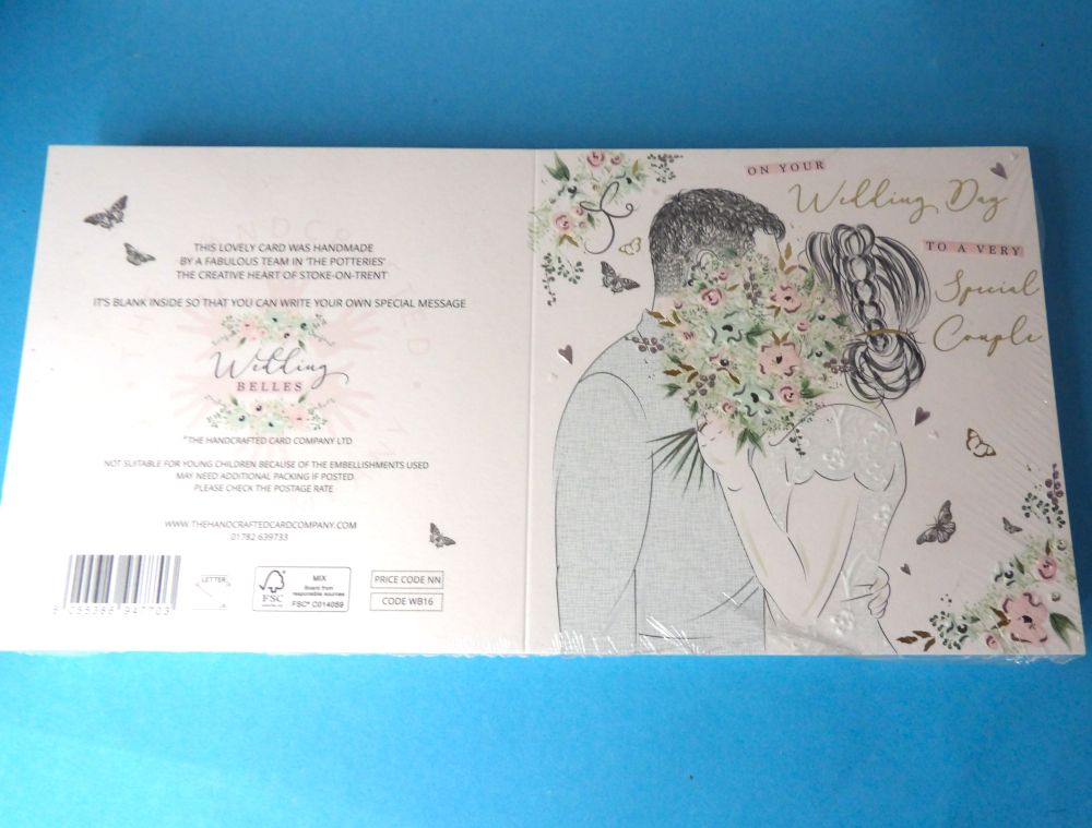 50 Wedding Cards  ' On Your Wedding Day To A Very Special Couple ' Beautiful Design Size 15cm / 6inch square  NO ENVOLOPES clearance