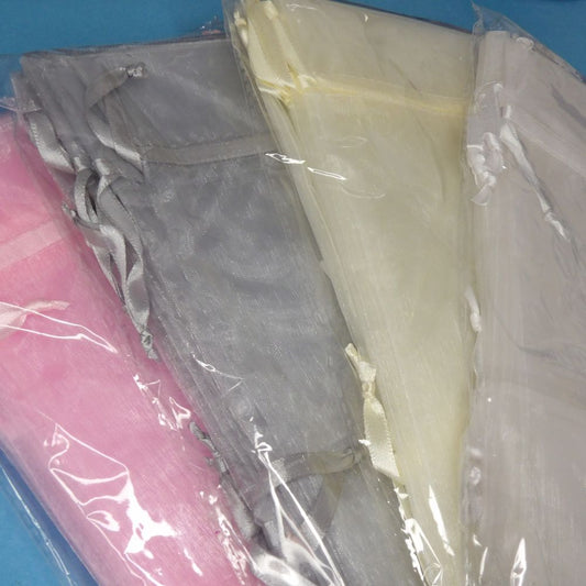 12 organza bags EXTRA LARGE size 15.5cm x 22.5cm choice of colour