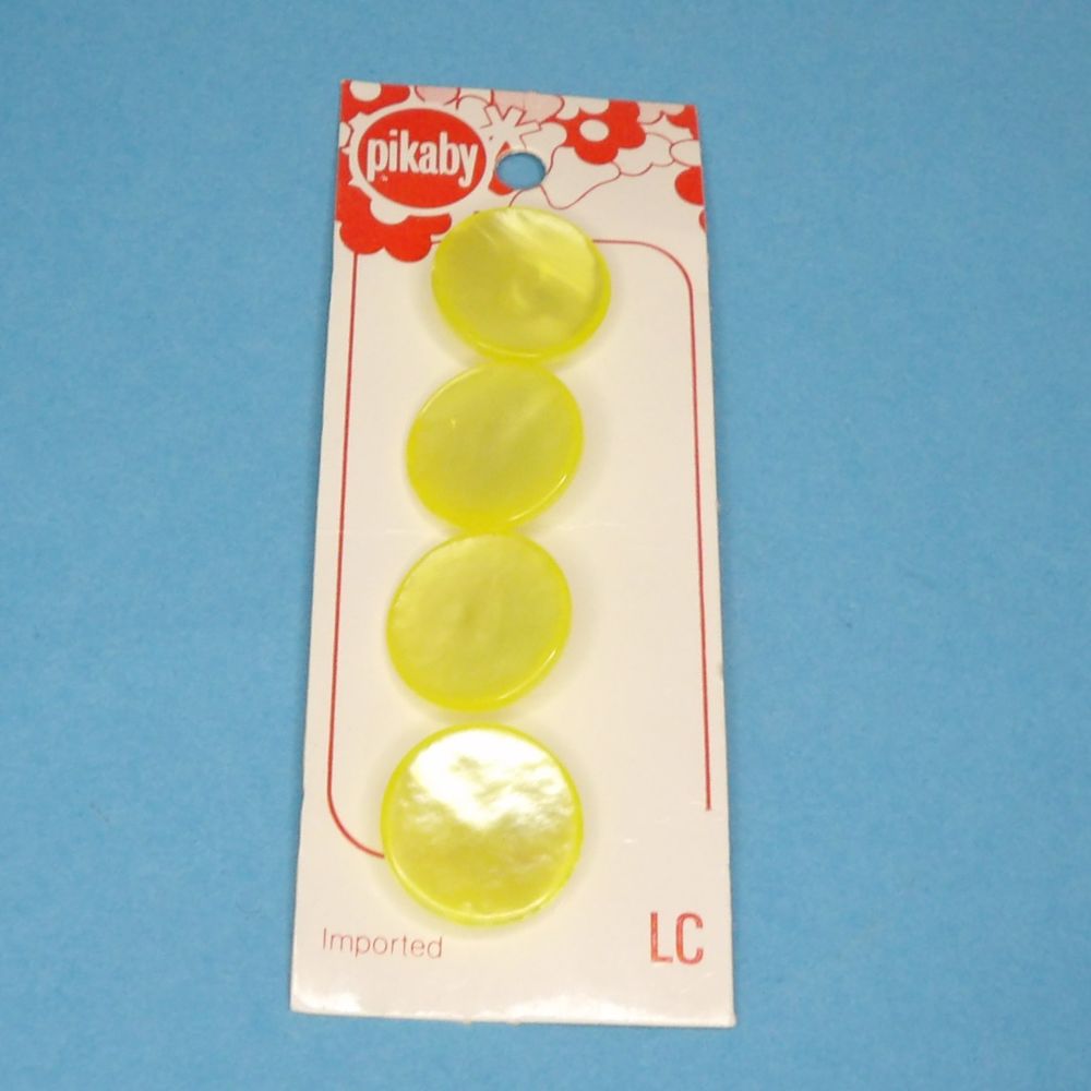 10 Cards of 4 Shiny Bright Yellow Colour Shank Buttons Size 18mm clearance Pikaby Brand Vintage