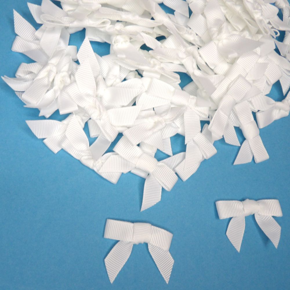 100 bows white polyester fine grosgrain type ribbon [ size 10mm ribbon ] clearance