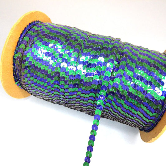 220 Metres approximately of 6mm Strung Sequins Royal Blue And Emerald Green Clearance