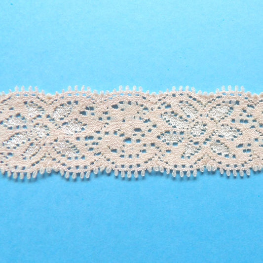 160 metres of Peach floral Stretch Lace 30mm wide clearance