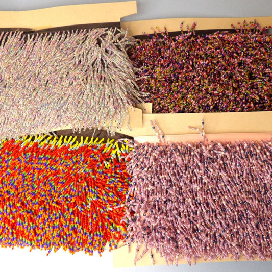 4 cards of 10 metres of  Assorted Types and Colours of beaded fringing clearance selection B