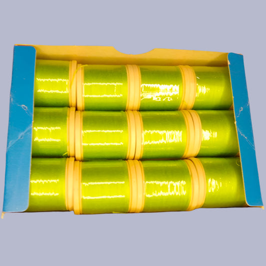 4 x 12 Reels of Colour 436 Lime Tint Sylko Mercerised Cotton Machine Thread  91 Metres / 100 yards Tootal Brand clearance