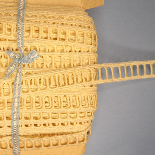 46 Metres Of Cream Guipure Type Lace For Ribbon To Be  Slotted Through With 9mm holes 22mm Wide Clearance