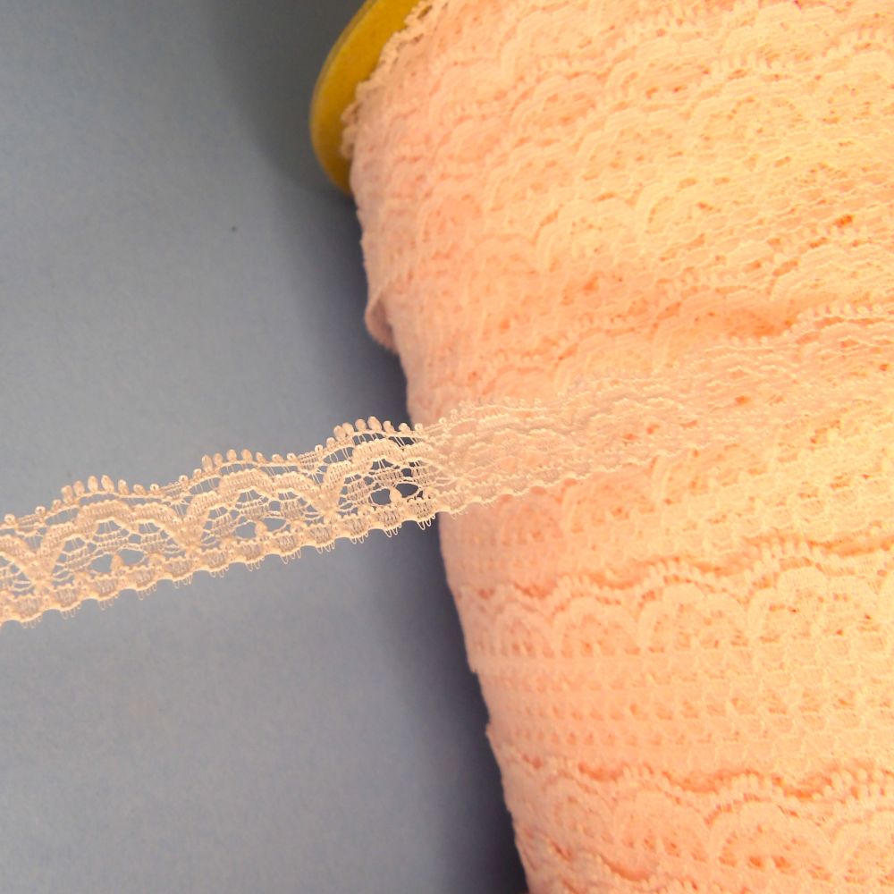 250 metres Approximately Of Narrow Light Pink Lace 14mm Wide Clearance