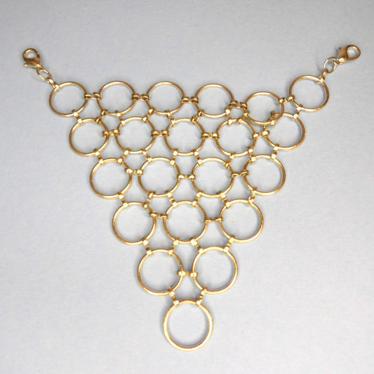 5 Triangle Shape Trims made from silver colour metal rings with 2 fasteners 12 cm wide clearance