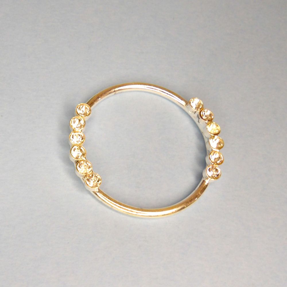 5 Silver Colour Metal Rings with diamante type stones size 40mm clearance