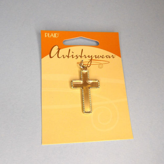 2 cards of Metal Silver Colour Cross Shape pendant blanks Plaid size 35mm x 25mm Brand clearance