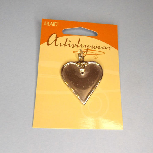 2 cards of Metal Gold Colour Heart Shape pendant blanks Plaid size 40mm x 35mm Brand clearance