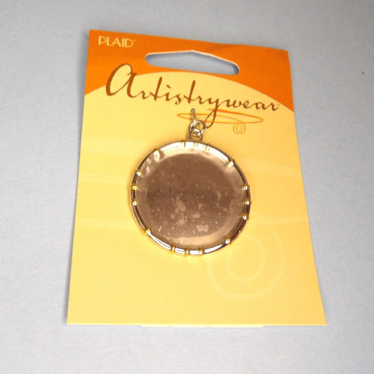 2 cards of Silver with Metal Gold Colour Round Shape pendant blanks Plaid size 38mm Brand clearance