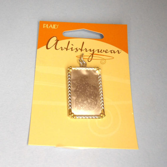 2 cards of Metal Silver Colour Oblong Shape pendant blanks Plaid size 40mm x 25mm Brand clearance