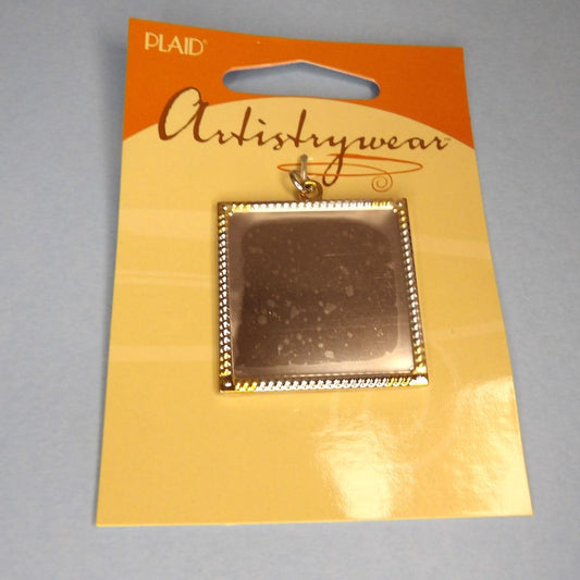 2 cards of Metal Silver with Silver  Colour Square Shape pendant blanks Plaid size 38mm x 38mm Brand clearance