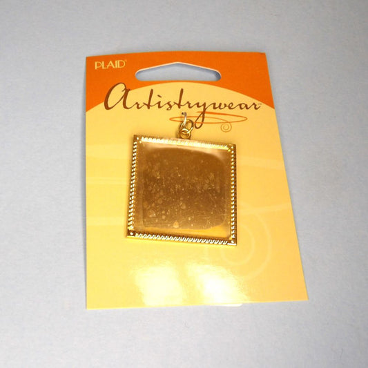 2 cards of Metal Gold  Colour Square Shape pendant blanks Plaid size 38mm x 38mm Brand clearance