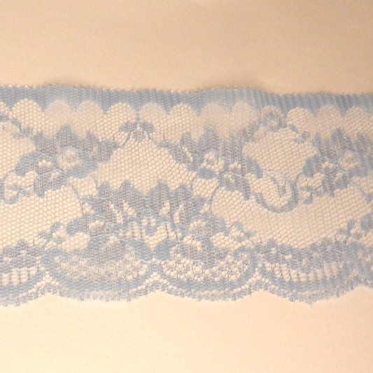 One Metre Of Floral Design Light Blue Lace 75mm / 3 inch Wide