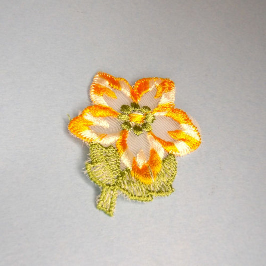 60 Orange and white lace flower sew on motifs size 60mm x 50mm clearance