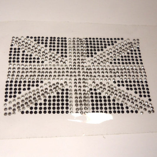 10 iron on Hot Fix Black and Silver Union Jack Flag Design Diamante Type Hotfix Transfer size 13.5cm x 8cm clearance