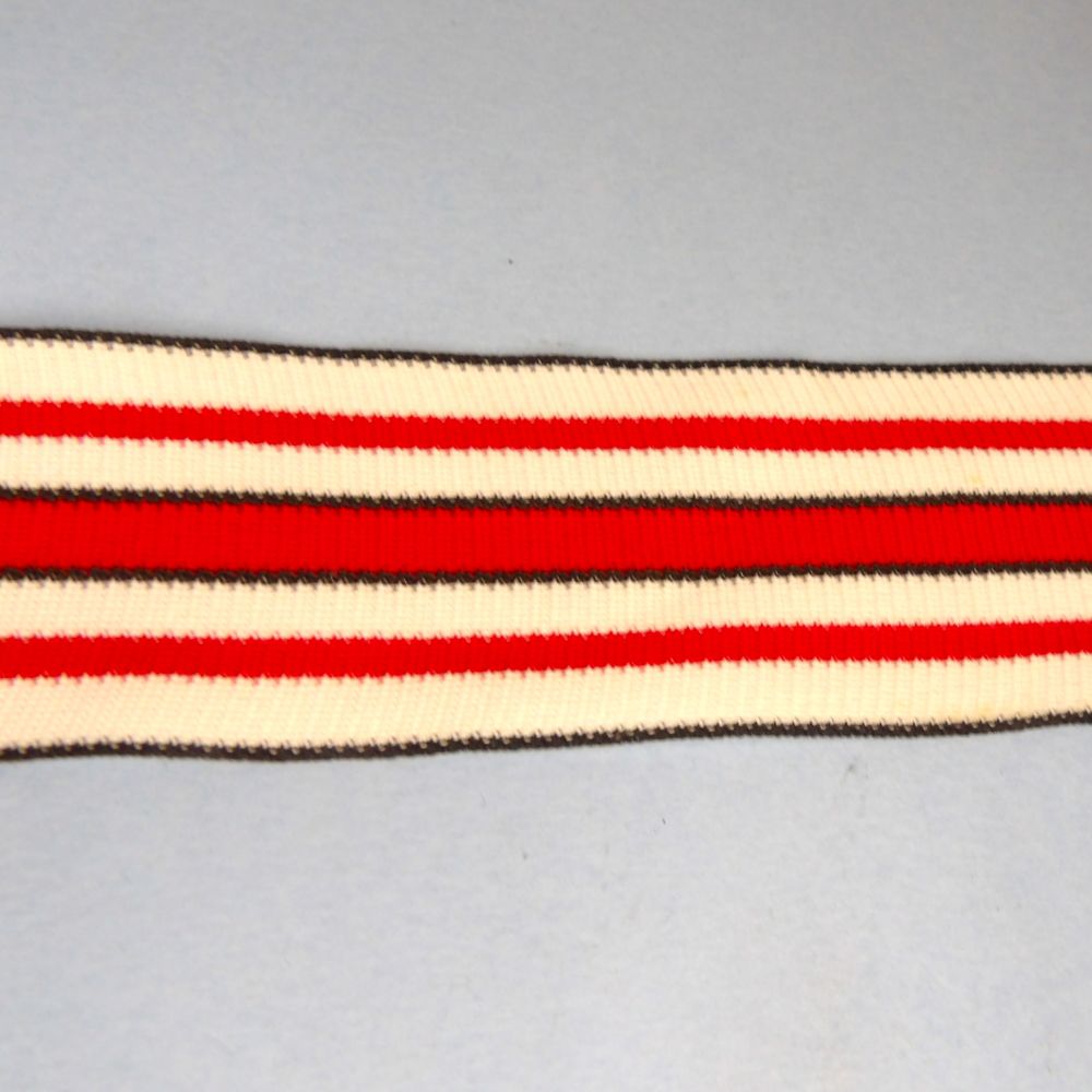 10 Metres Of Thin Webbing / Ribbon White With Navy And Red Stripes 44mm wide clearance