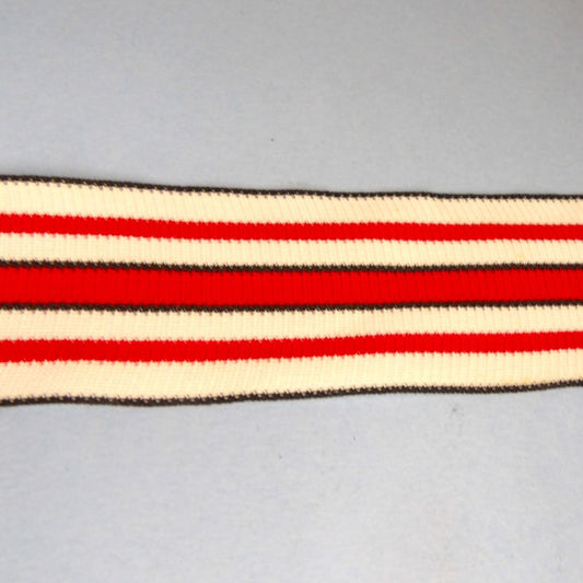 10 Metres Of Thin Webbing / Ribbon White With Navy And Red Stripes 44mm wide clearance