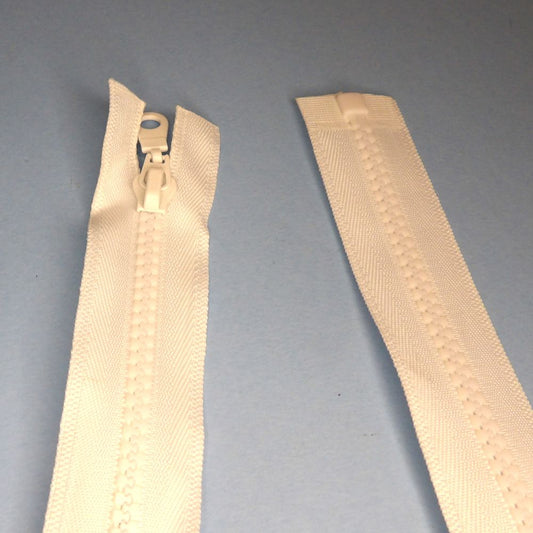 10 White Plastic Chunky Open End Zips  size 75cm / 30 inch clearance