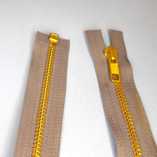 5 Mid  Grey Open End Zips with Gold Colour Metal Teeth 51cm / 20 inch clearance