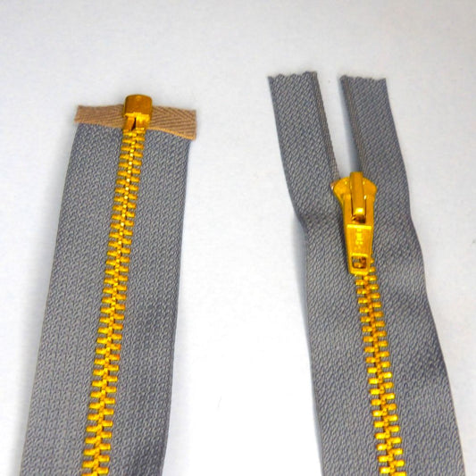 One Airforce Blue Open End Zips with Gold Colour Metal Teeth 51cm / 20 inch clearance