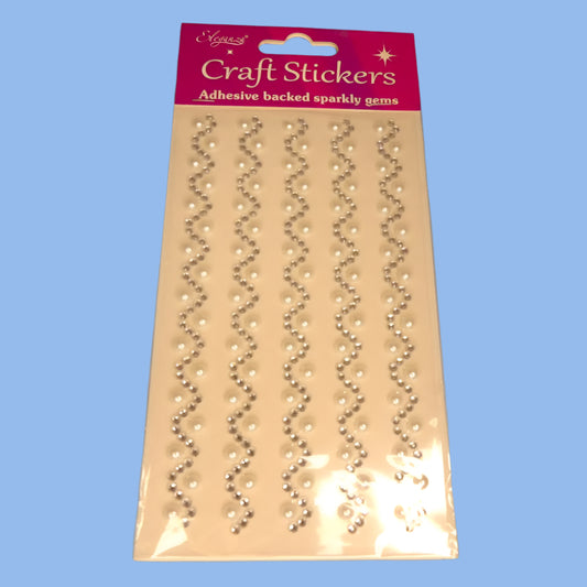 Card Of Craft Stickers 5 strips of Pearl and Diameter Type Design 1cm x 15cm clearance