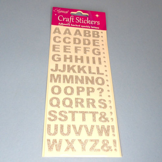 Card Of Craft Stickers Silver Metallic Alphabet Design clearance