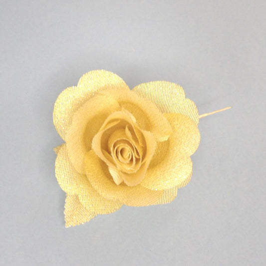 5 light gold coloured roses on wires  75mm Long clearance