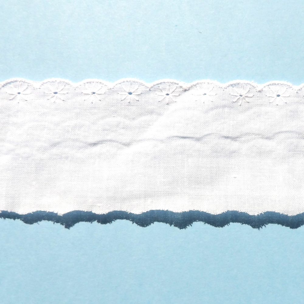 13.4 metres Of White plain With Fancy Edge Broderie Anglaise 50mm wide clearance