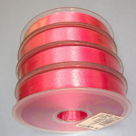 listOnly One lot of 4 x 25 metre Reel Of Dusty Pink 15mm double satin ribbon clearance