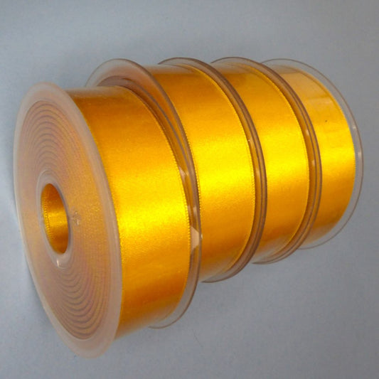 Only One lot of 4 x 25 metre Reel Of Mustard 25mm double satin ribbon clearance