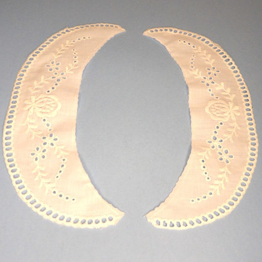 10 Pairs Of White Broderie Anglaise Embroidered Collars 19cm x 5.5cm each side clearance
