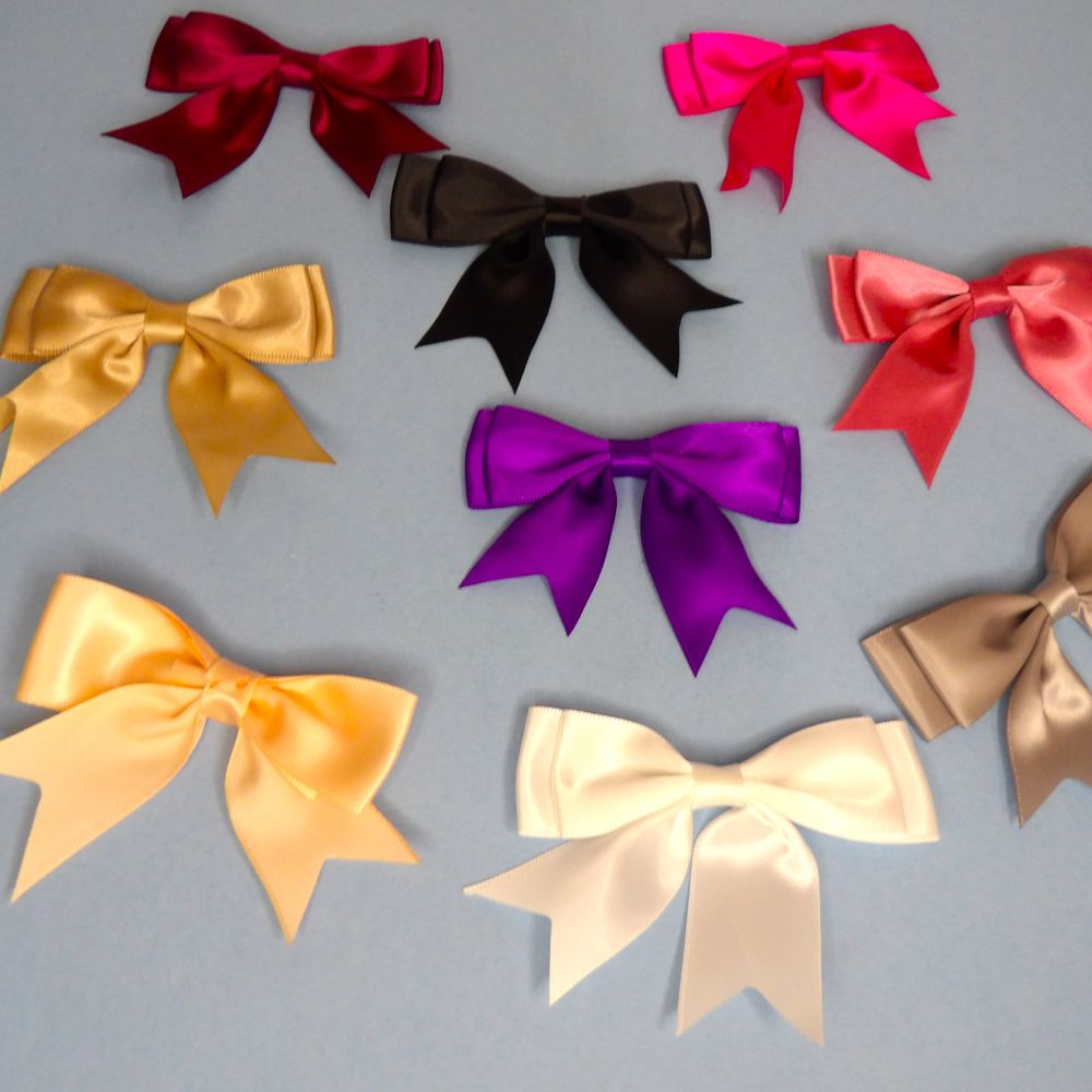 10 Satin Ribbon Double Bows Made With 25mm Ribbon Choice Of Colour Clearance