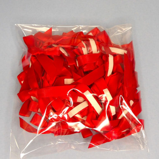 50 Red Satin Ribbon Bows Made With 9mm Ribbon and a sticky strip on the back Clearance