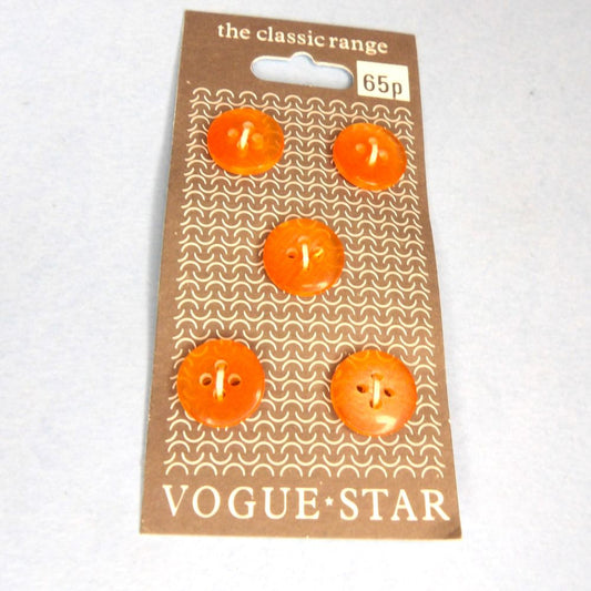 10 cards of Dark Peach 4 hole buttons 5 on each card 13mm Vogue Star Brand Vintage Clearance