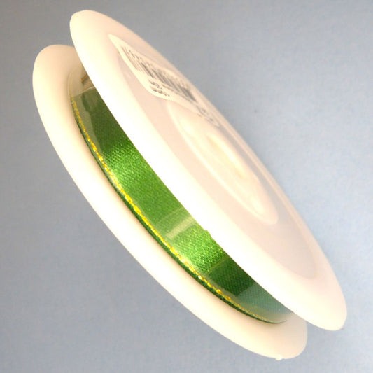 25 Metres Of Emerald Green Satin Ribbon Ribbon With Metallic Gold Edge  Design 10mm wide