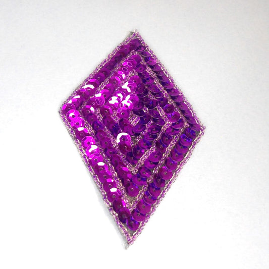 5 Purple Diamond Shape Sequins Motifs Size 11cm x 7cm clearance