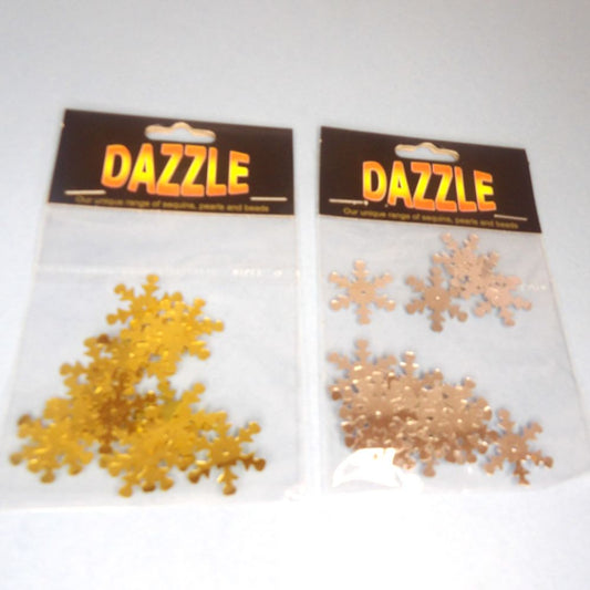 5 cards of SNOWFLAKE SHAPE sequins size 25mm choice of colour 1.3 Grams