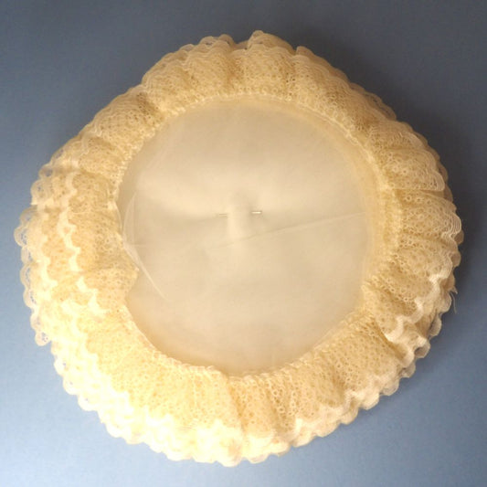 25 Pale Ivory with Lace Type Fancy Cream Edge Design Tulle Circles  23cm /9 inch clearance