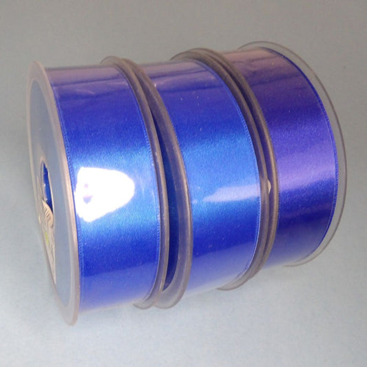 Only One lot Of 3 Royal Blue x 25 metre Reel Of 25mm Double Satin Ribbon Clearance
