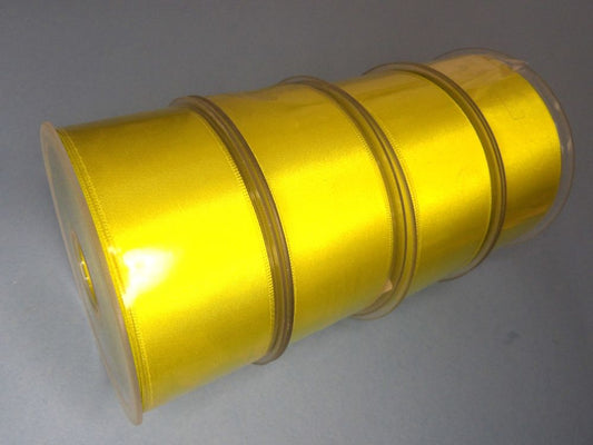 Only One lot Of 4 Greenyellow x 25 metre Reel Of 35mm Double Satin Ribbon Clearance