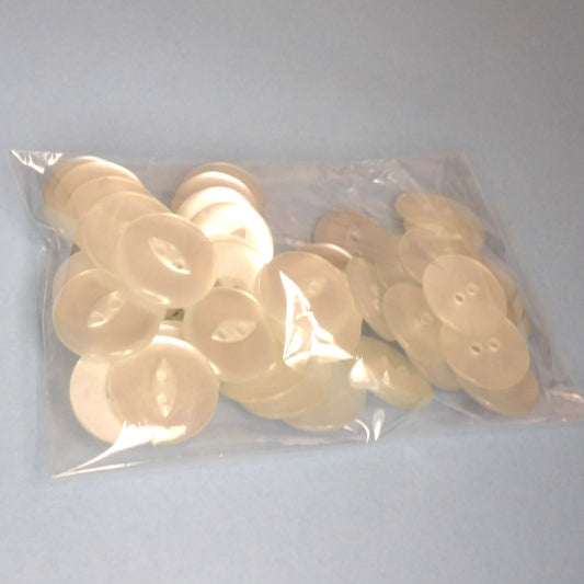 Only One Lot Of 36 White Fish Eye buttons 36 line size 23mm Clearance