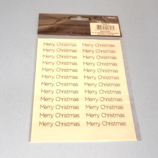 Card Of ' Merry Christmas ' Stickers with 2 sheets of 24 size 42mm x 4mm Black