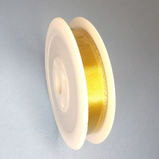 25 Metres Of Old Gold Satin Ribbon Ribbon With Metallic Gold Edge  Design 15mm wide