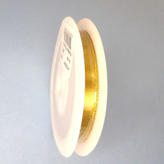 25 Metres Of Old Gold Satin Ribbon Ribbon With Metallic Gold Edge  Design 10mm wide
